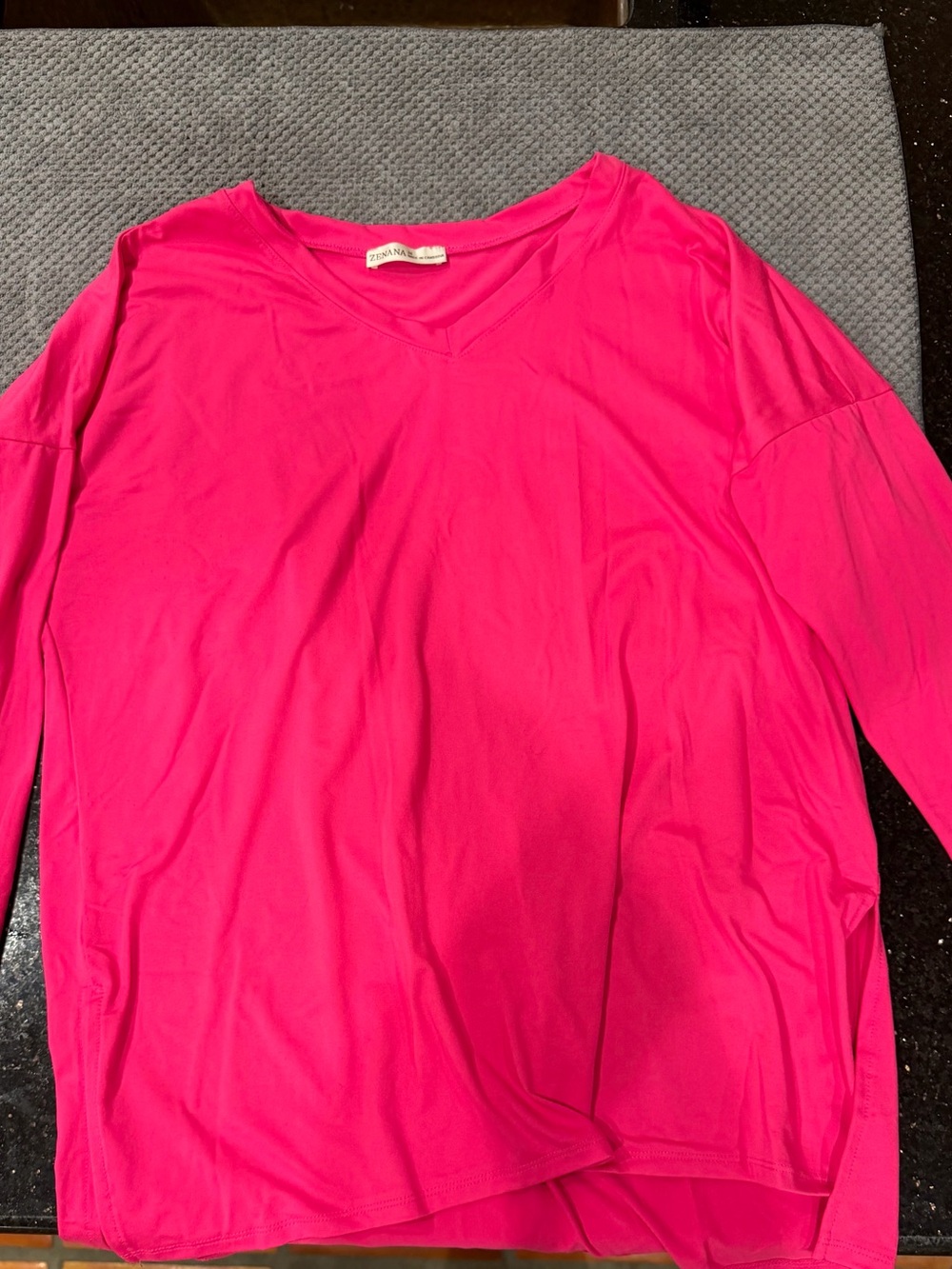 Zenana Outfitters Hot Pink V-Neck Long Sleeve Tee & leggings lounge set